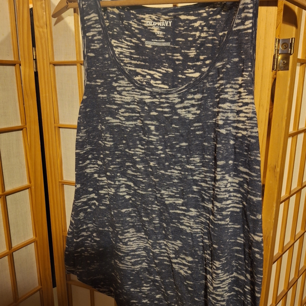 Old Navy Navy and White Patterned Tank Top